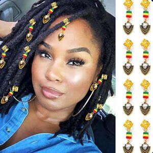 Crystals Dreadlock Cuffs Gold Braid Charms